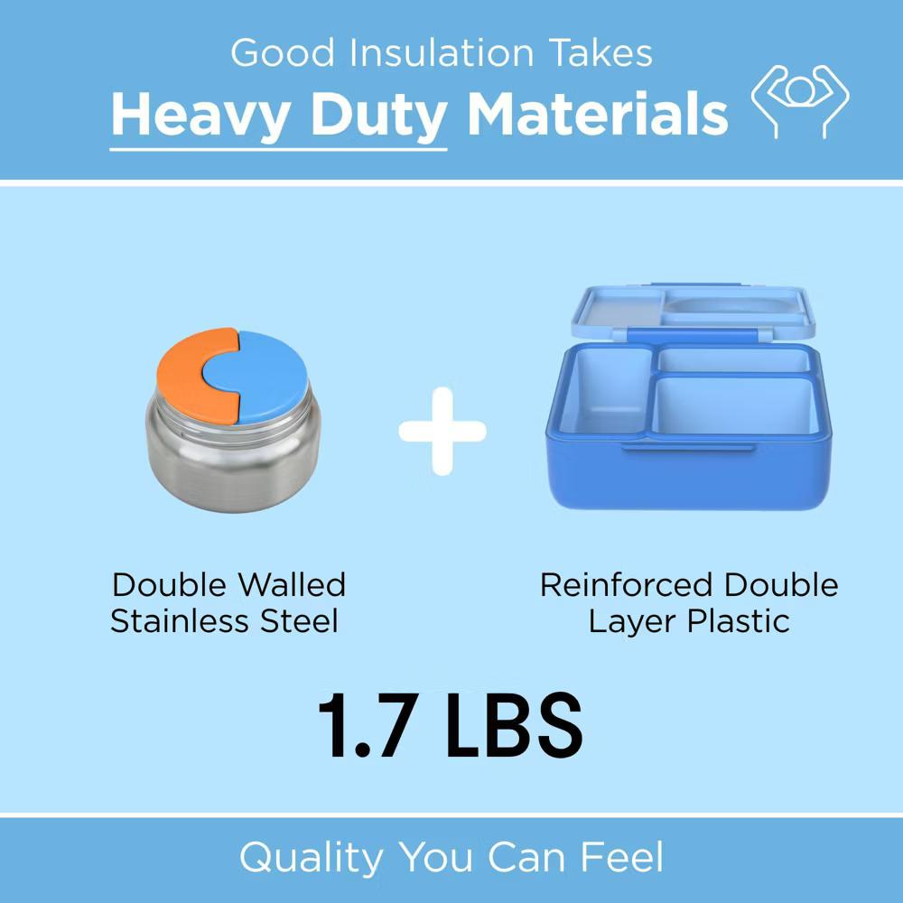 OMIEBox Insulated Bento Lunch Box with Leakproof Thermos Food Jar 3 Compartments - Image 20