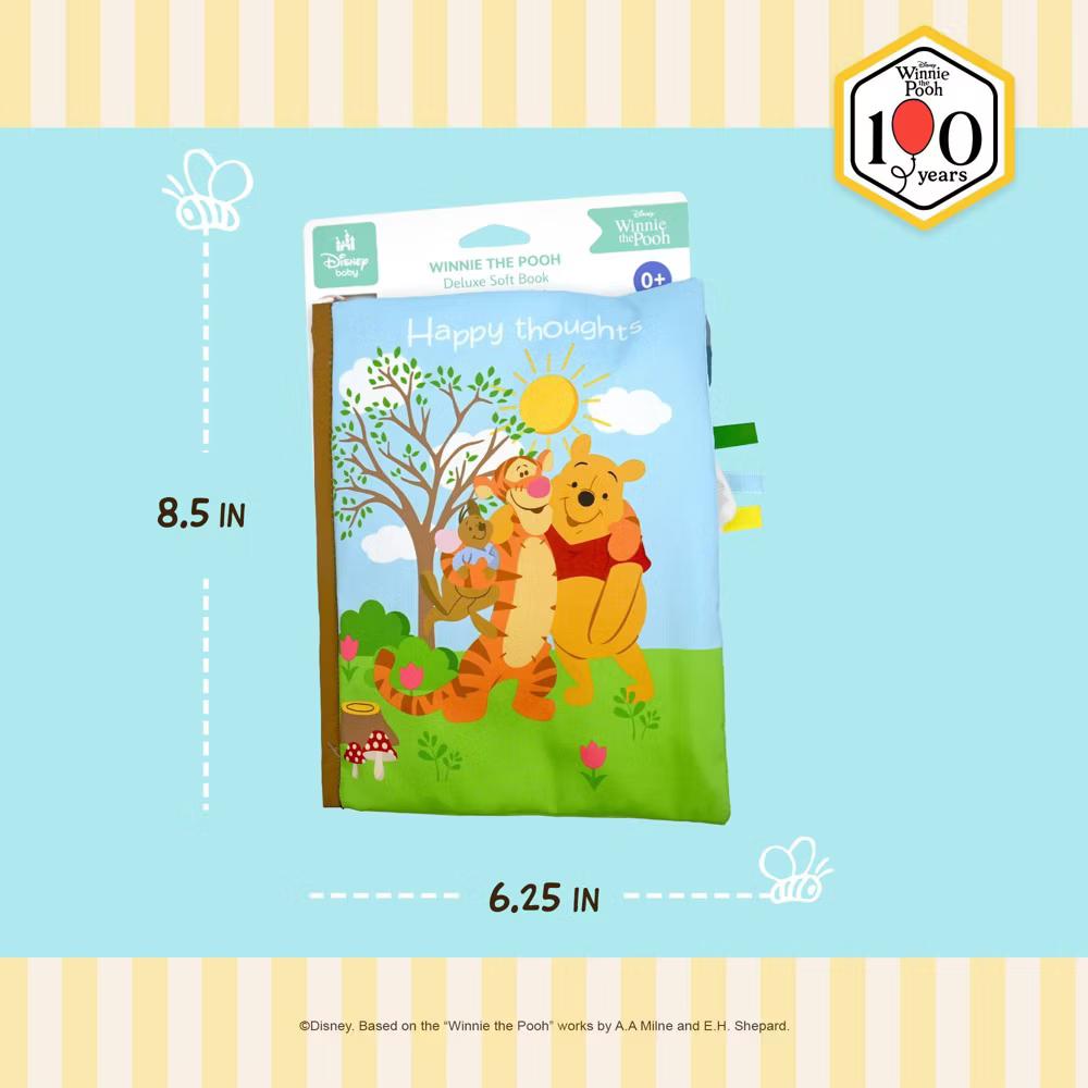 Baby Winnie the Pooh Deluxe Soft Book Happy Thoughts with Removable Characters Plush Toys - 3pc: Sensory Development, Lift-Up Flaps, BPA-Free - Image 8