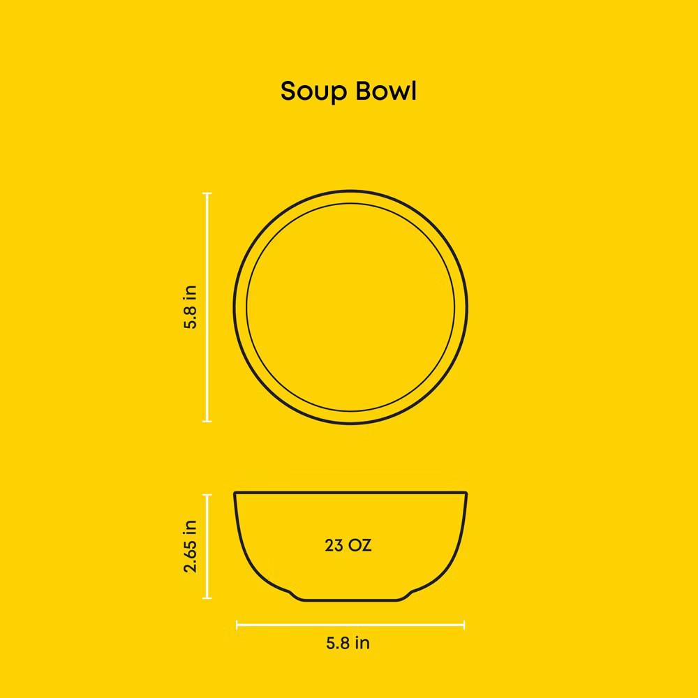 JoyJolt Mesa 6-Piece Stoneware Soup Bowls Set – 23 oz