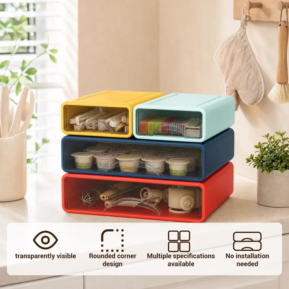 Stackable Storage Drawer with Dividers, Transparent PP Material Desktop Organizer, Durable Thickened Storage Container - Image 24