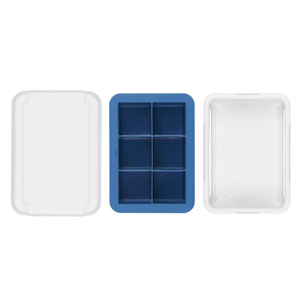 Covered Ice Cube Tray Large Cubes: Silicone & Plastic, 6 Cavities, Dishwasher-Safe, Ice Mold with Lid - Image 9