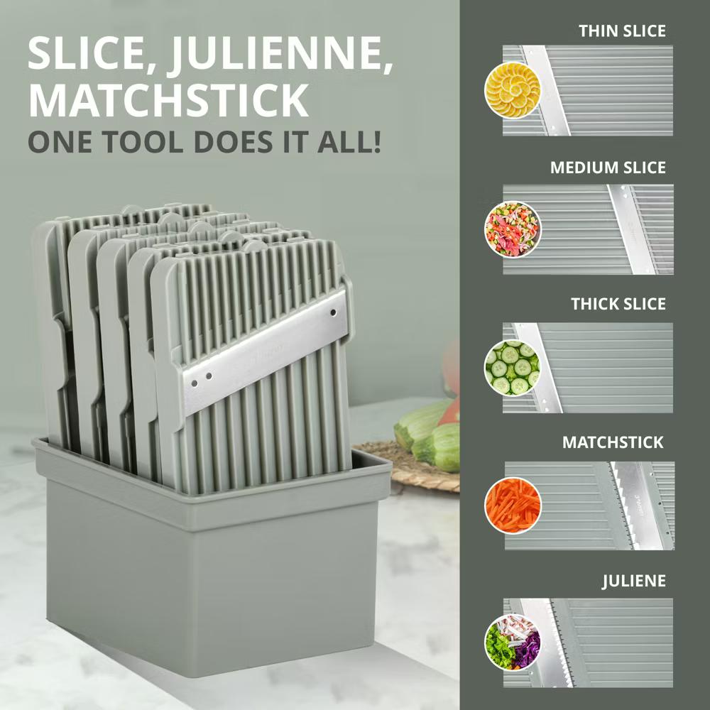 NutriSlicer Upright Mandoline Slicer – 5 Stainless Steel Blades, BPA-Free and Dishwasher Safe - Image 27