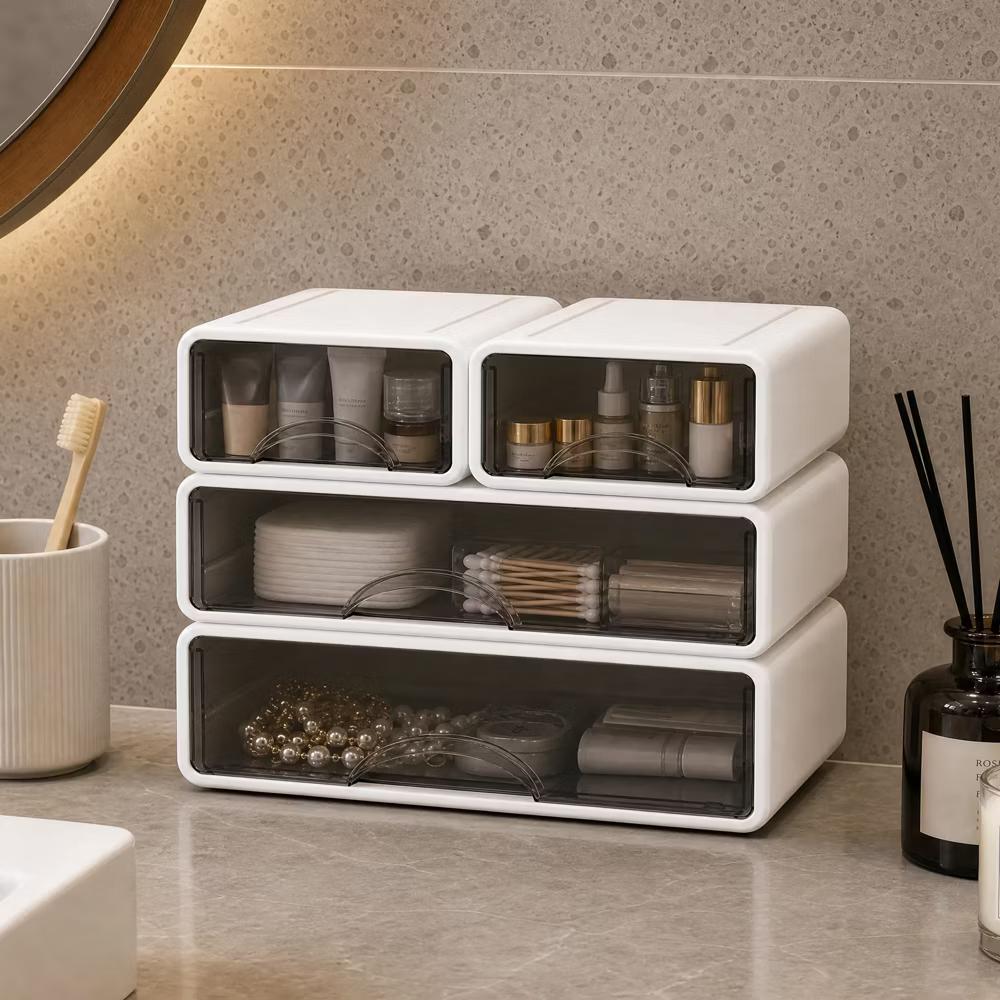 Stackable Storage Drawer with Dividers, Transparent PP Material Desktop Organizer, Durable Thickened Storage Container - Image 31