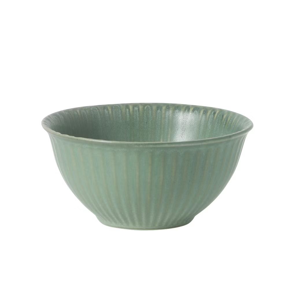 Cereal Bowls Set of 4, 6-Inch Stoneware Soup Bowls, Reactive Glaze Ribbed Bowl Set - Image 5