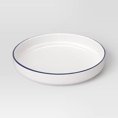 39.9oz Stoneware Dinner Bowl Blue Rim - Image 3
