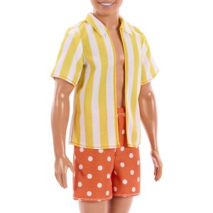 Fashionistas Style Ken Doll #252 in Orange and Yellow Polka-Dot Shorts Yellow and White Striped Shirt Blond Hair