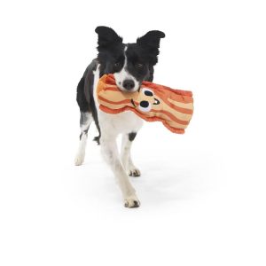Chris P. Bacon Dog Toy: Squeaks, Crinkles, Chew, Fetch, Cuddle, Chase, Plush, Food Shaped