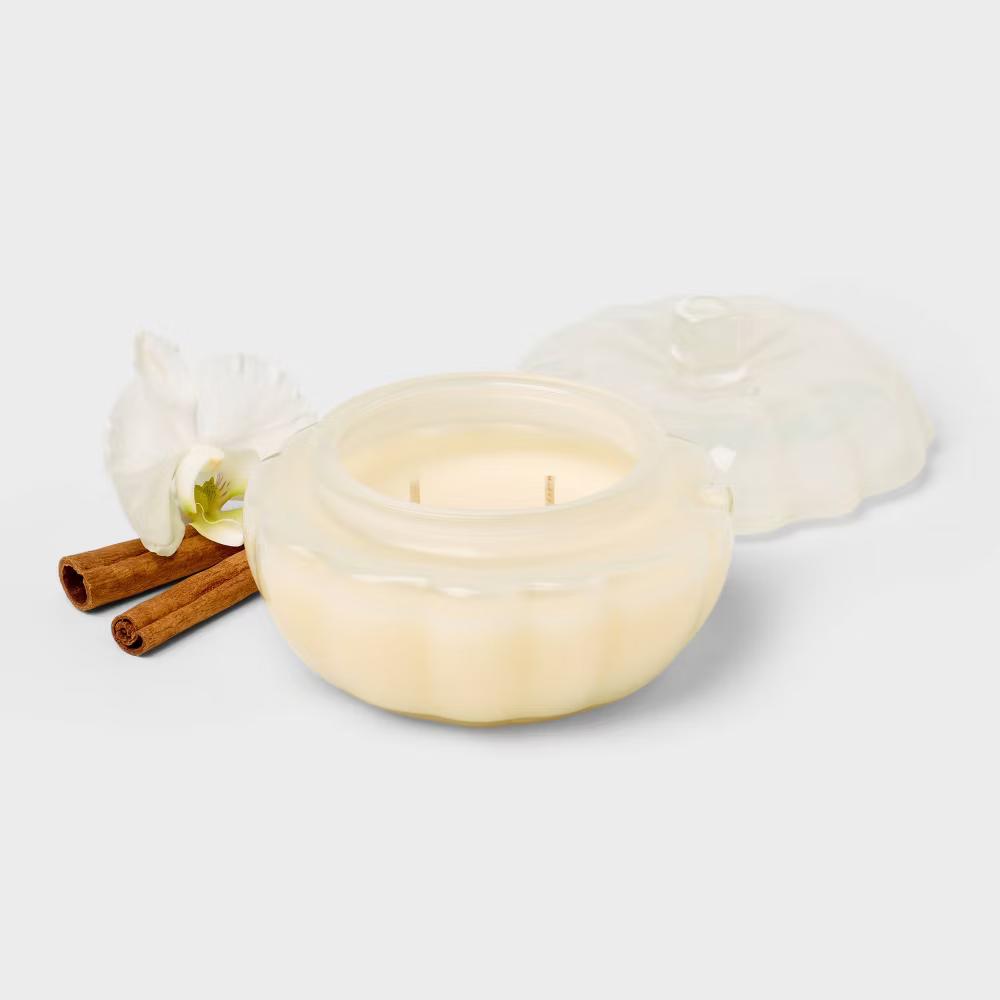 2 Wick Glass Small Glass Fall Pumpkin Candle Vanilla Pumpkin Jar - Image 3