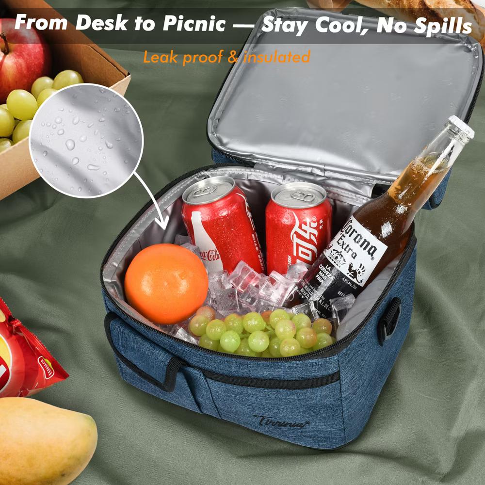Dual Compartment Insulated Lunch Bag, Leakproof Lunch Tote with Front Pocket, Insulated Lunch Cooler Bag with Back Mesh Pocket - Image 23