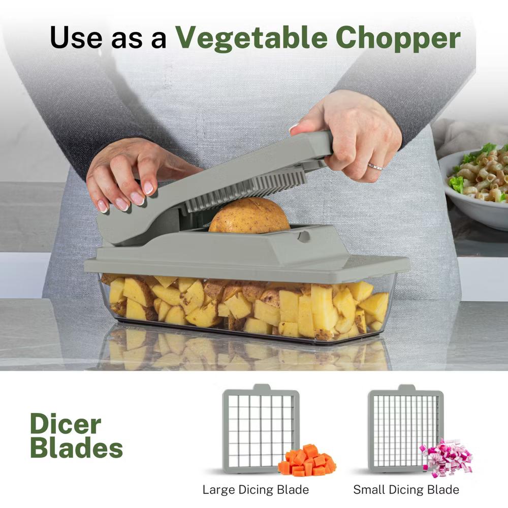 As Seen On TV NutriSlicer XL 7 Piece Vegetable Mandoline Slicer Chopper Dicer with Container & Blades - Image 25
