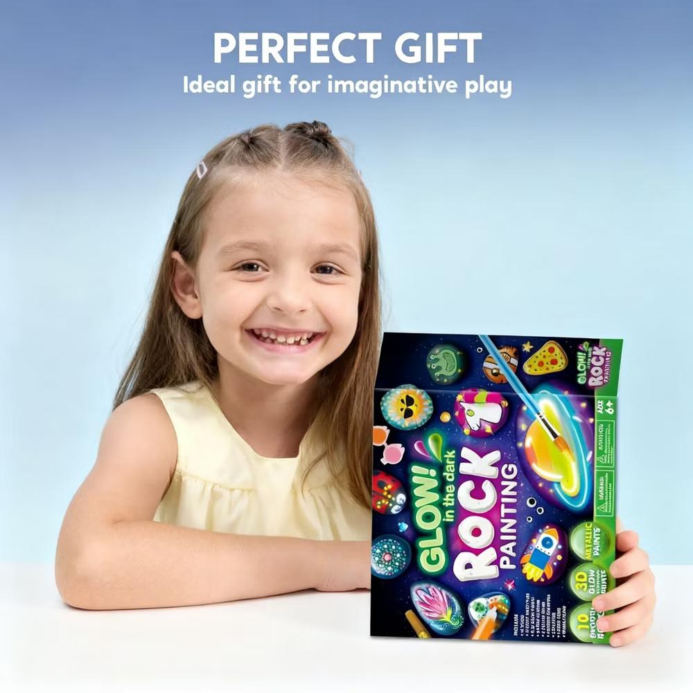 Glow in The Dark Rock Painting Kit for Kids Age 6+, DIY Art Kit, Kids Paint Activity, Arts & Crafts for Boys Girls Birthday Easter Gift - Image 7