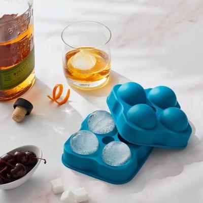 Houdini Ice Sphere Tray: Silicone Whiskey Ice Mold, Reusable Dishwasher Safe, Turquoise Blue, 4 Cavities - Image 2