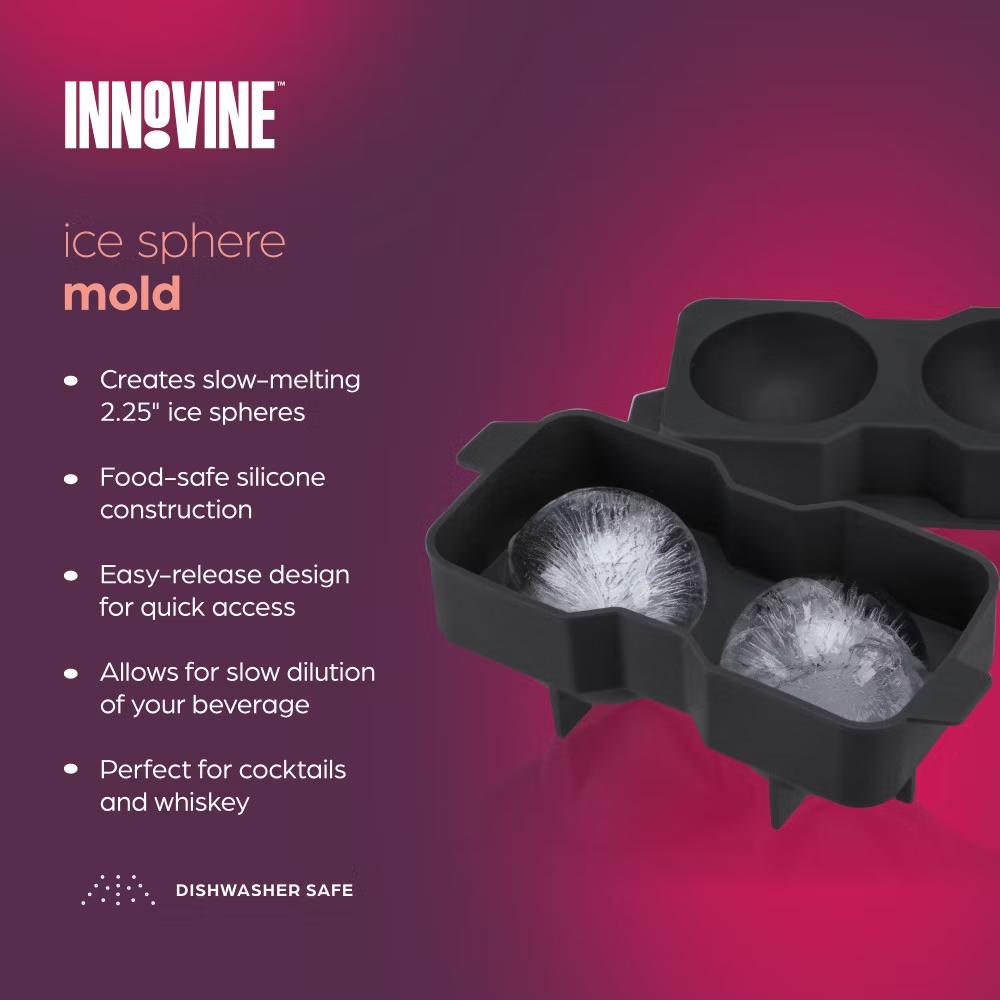 Innovine Sphere Ice Cube Tray for Whiskey, Soda, Juice, Silicone Mold for Chocolates, Candles, Home Bar, Kitchen Gifts, Makes 2.25? Ice Balls, Gray - Image 4
