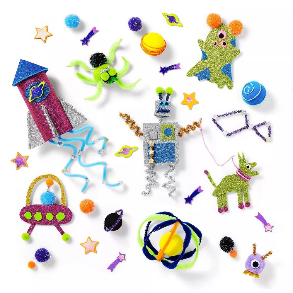 Cosmic Bucket of Crafts Set - DIY Art Kit with Pom Poms, 336 Pieces, Ages 6+ - Image 2