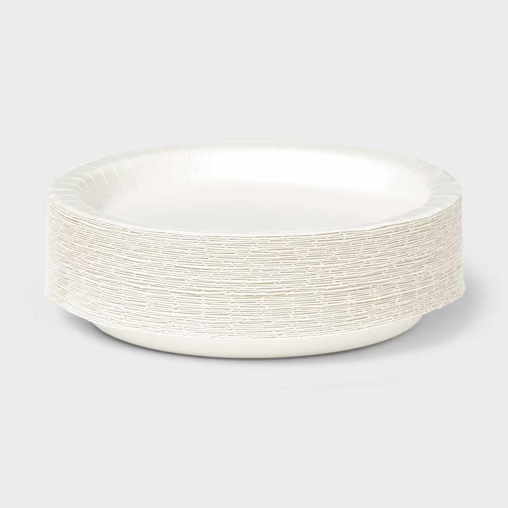 White Disposable Paper Plates 8.5" - 50ct - Round, Solid Pattern, Non-Toxic - Image 3