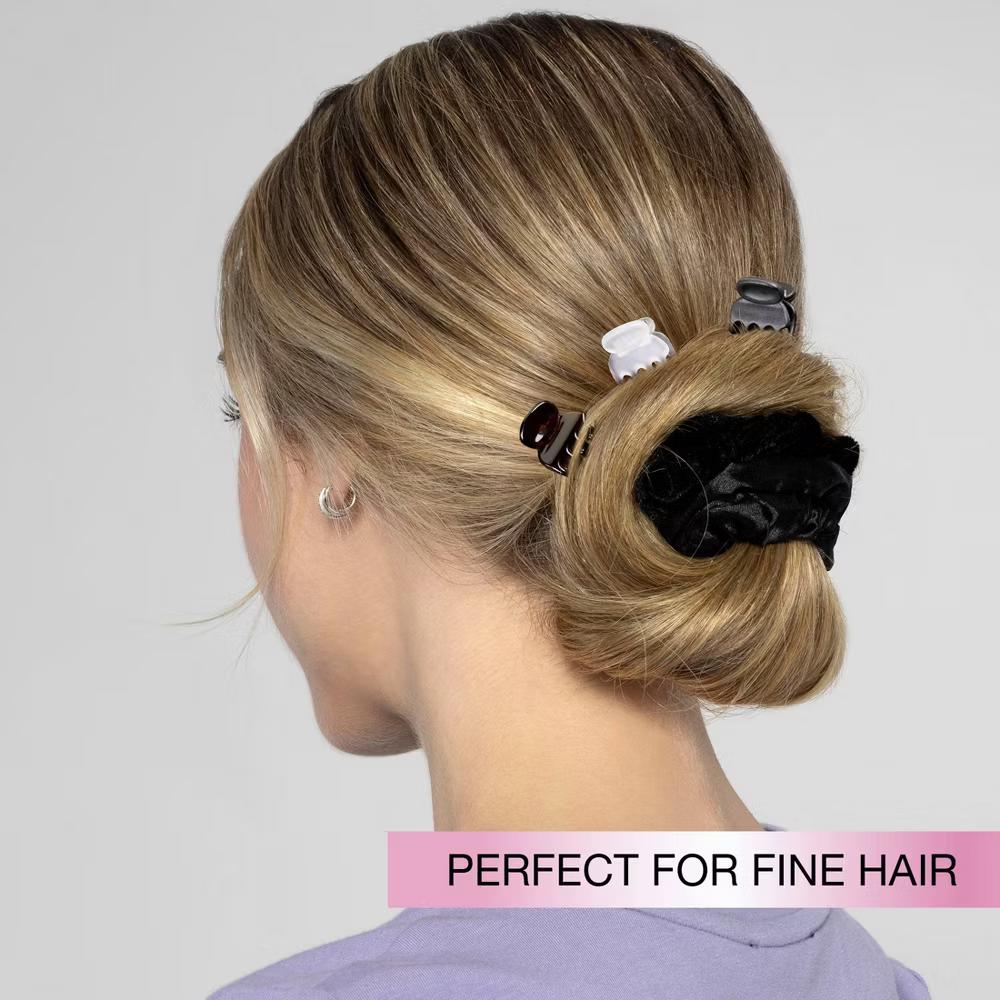 No-Slip Grip Recycled Mini Claw Clips - Mixed Finish - Black/Brown/Clear - Fine Hair - 15pcs - Image 2