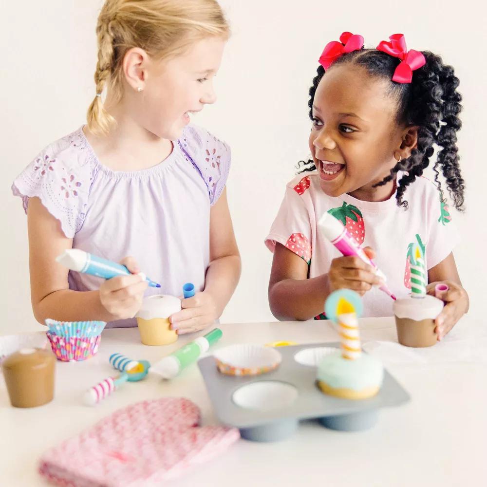 Bake and Decorate Wooden Cupcake Play Food Set: Creative Thinking Pretend Kitchen Accessory, 29 Pcs - Image 4