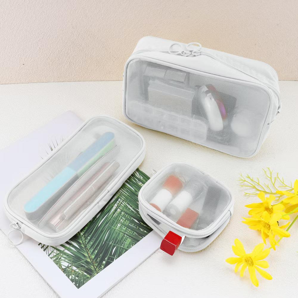 Travel Mesh Makeup Bag with Zipper 3 Pcs - Image 17