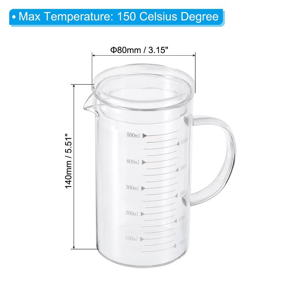 Borosilicate Glass Scale Measure Cups with Glass Lid and V-Shaped Spout - Image 18