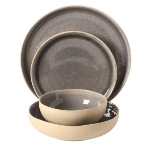 Manila Bay 16-Piece Stoneware Dinnerware Set, Service for 4, Reactive Glaze, Assorted Colors, Modern Artisan Design