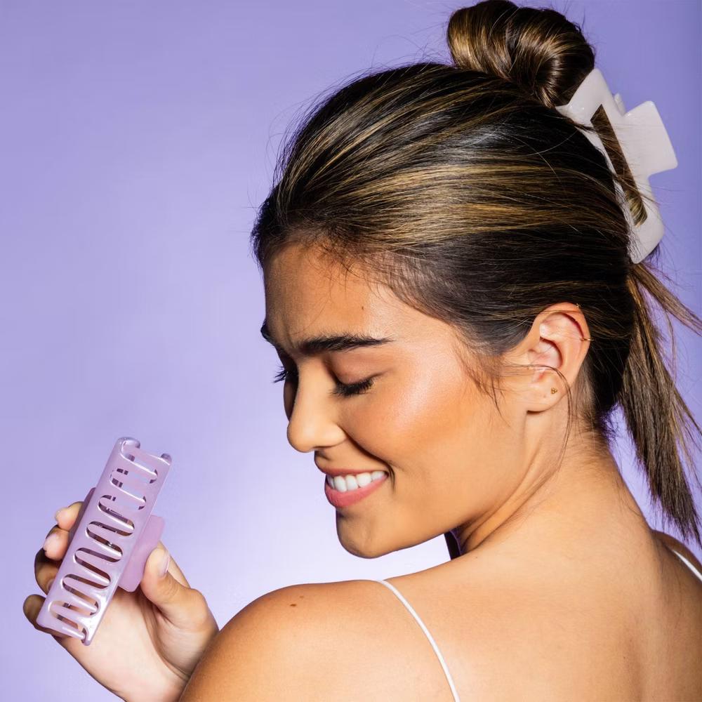 Locked In Claw Clips for Thick Hair - Cream/Purple - 2ct - Image 6