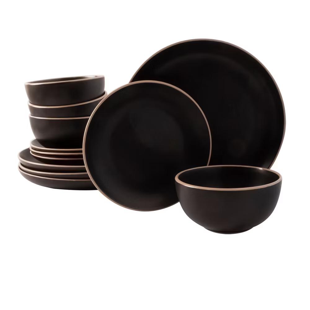 Rockaway 12 piece Dinnerware Set, Plates and Bowls Service for 4 - Image 12