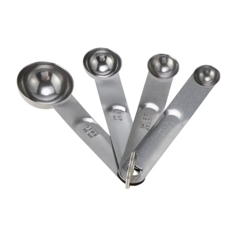 Measuring Cups 4-Piece Measuring Spoon Set Dishwasher Safe Stainless Steel Silver Tone 1 Set - Image 4