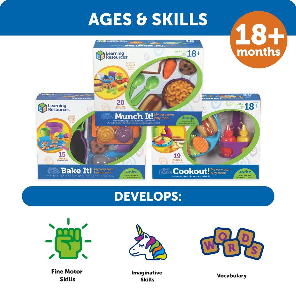 New Sprouts Munch It: Play Food Set for Creative Pretend Play, 20-Piece Toy Kitchen Accessories - Image 3