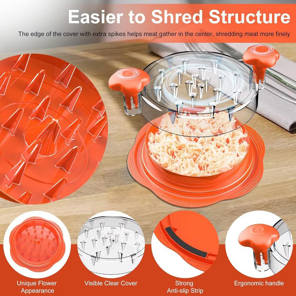 Maison Large Chicken Breast Shredder Tool Twist Black Orange & Red - Image 14