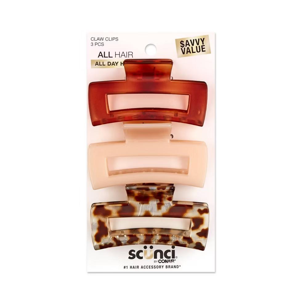 Medium Sized Rectangle Claw Clips - All Hair - 3pcs: Hair Styling, Recycled Polystyrene, 97% Material - Image 3