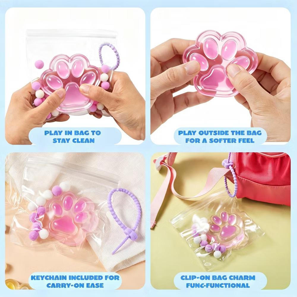 4 Pcs Taba Paw Squeeze Toys,Transparent Cat Paw Fufu Squishy Toys, Soft Sensory Fidgets, Stress Relief Cute Toys, Birthday Gifts for Kids Adults - Image 4