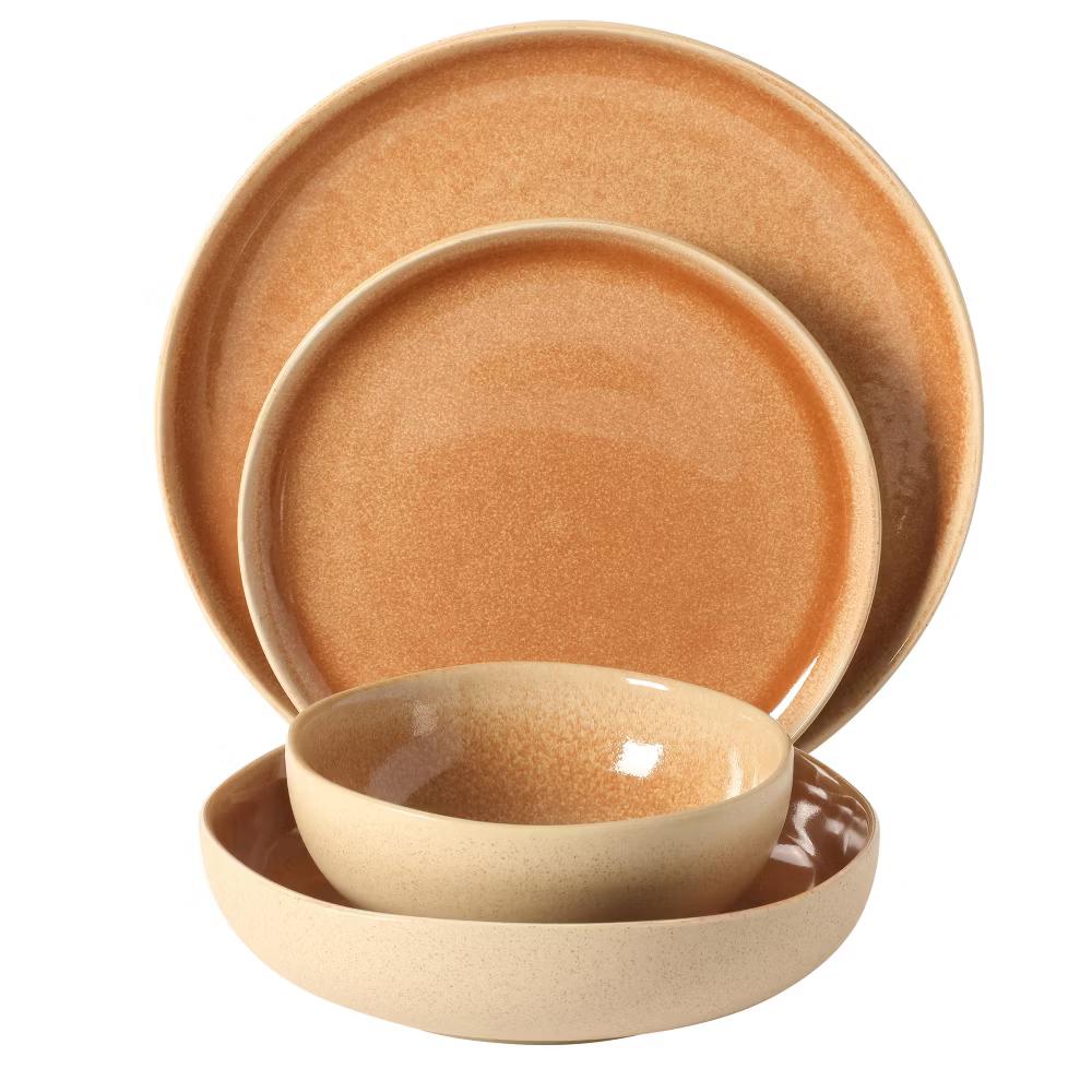 Manila Bay 16-Piece Stoneware Dinnerware Set, Service for 4, Reactive Glaze, Assorted Colors, Modern Artisan Design - Image 9
