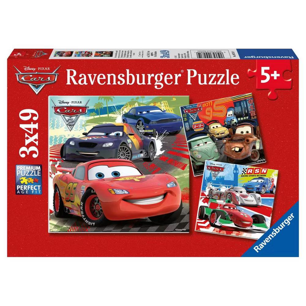 Cars: Worldwide Racing Fun 3x49pc Jigsaw Puzzle Set, Creative Thinking Kids' Paperboard Set - Image 5
