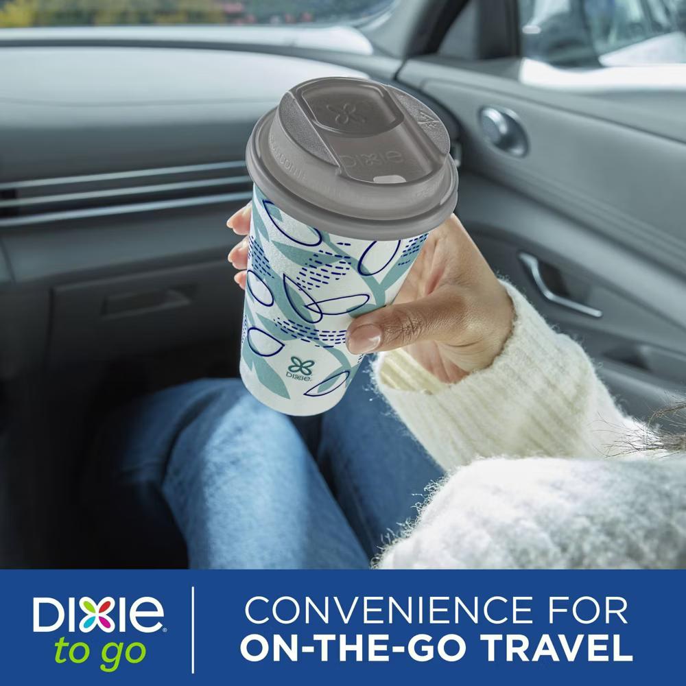 To Go Disposable Hot Cups & Lids - 18ct/16oz: Insulated paper, assorted pattern - Image 6