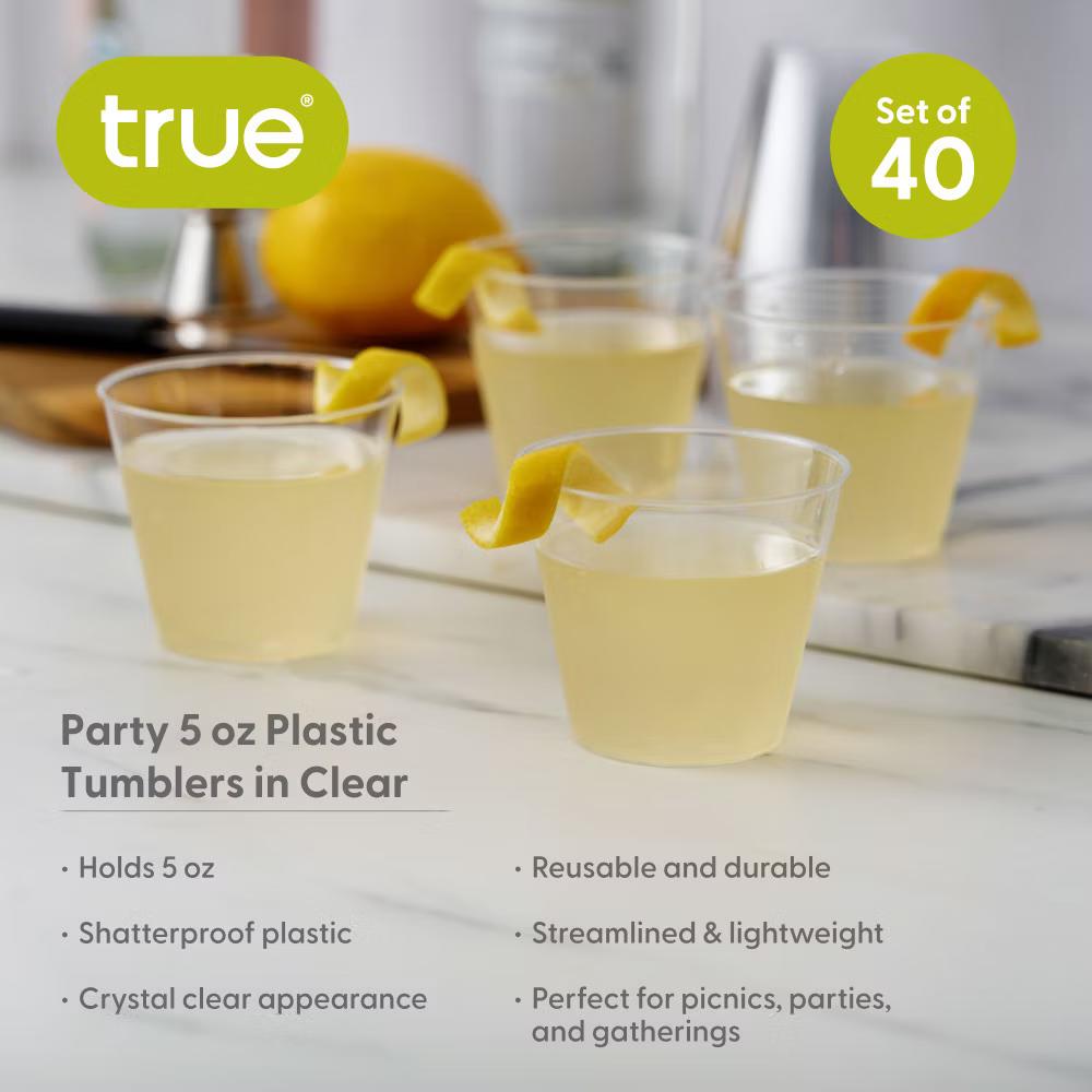 True Party 5 oz Plastic Tumblers – Clear Disposable Cups for Cocktails, Wine, Tastings, and Events – 5 oz, Set of 40 - Image 6