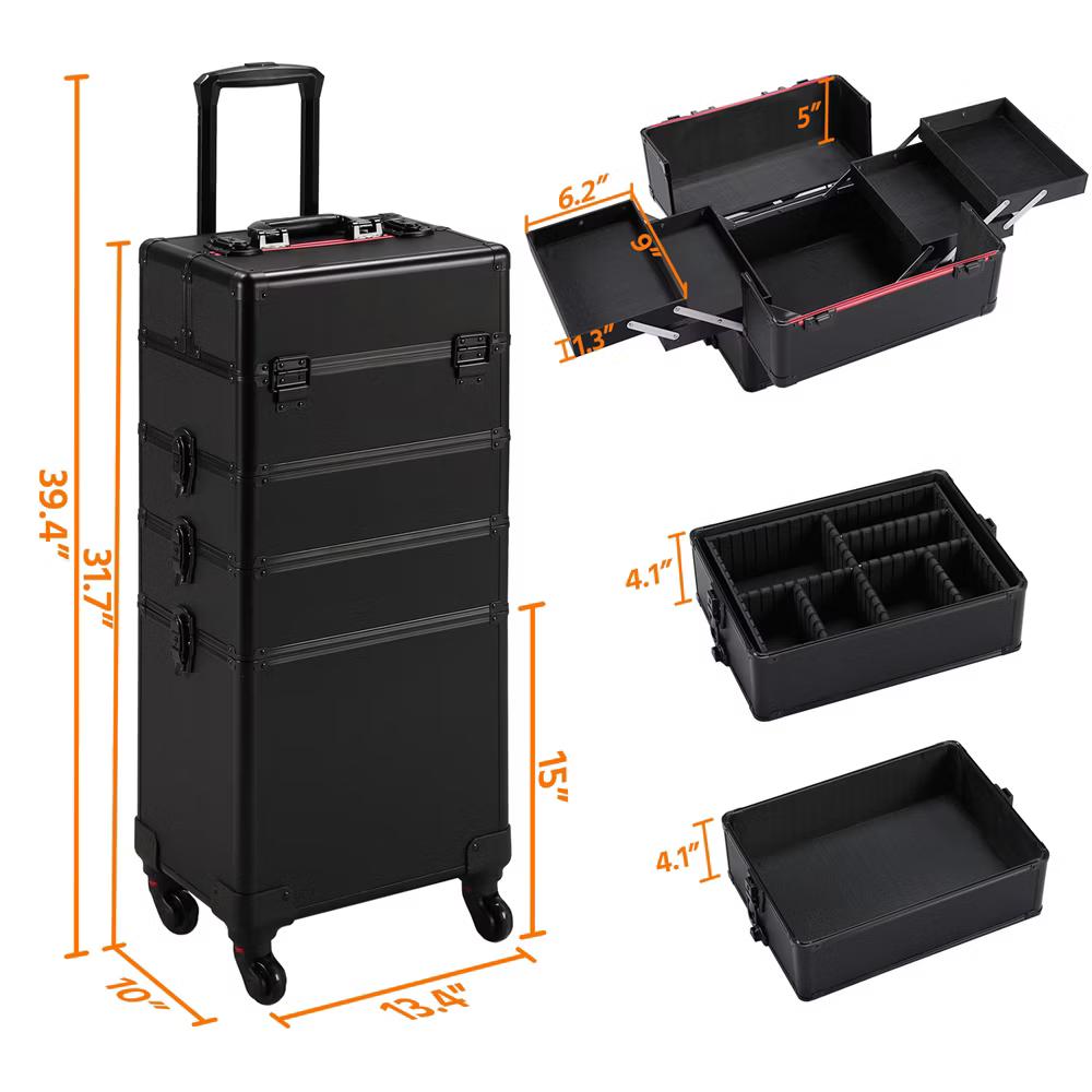 Yaheetech 4 in 1 Professional Makeup Train Case Aluminum Cosmetic Case - Image 3