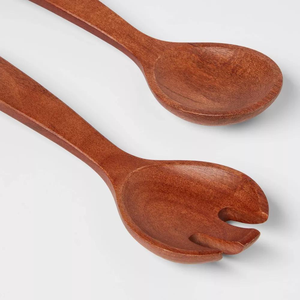 2pc Wood Signature Serving Utensils Set