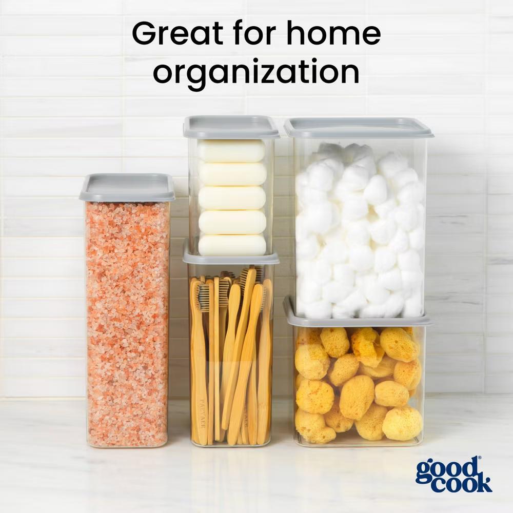 3qt 2pc Wide Square + Lid Food Storage Containers Gray: Stackable Design, Measurement Markings - Image 6
