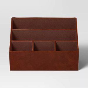 Faux Leather 5 Slot Desktop Organizer