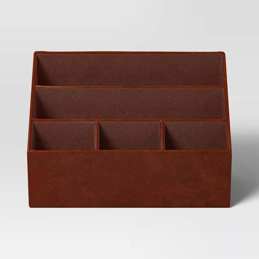 Faux Leather 5 Slot Desktop Organizer