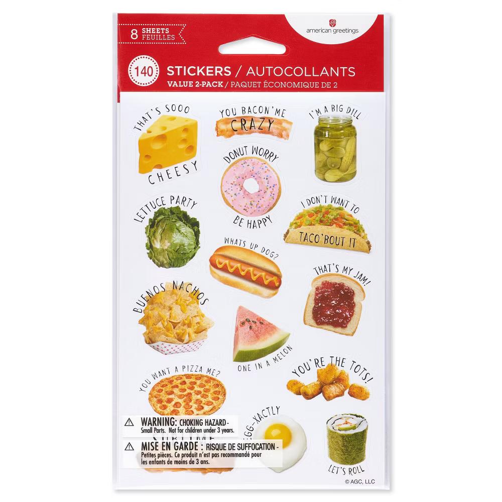 Food Puns and Goofy Food Faces Stickers 140ct - 8 Sheets - Image 5