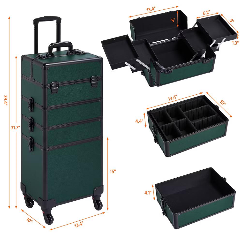 Yaheetech 4 in 1 Professional Makeup Train Case Aluminum Cosmetic Case - Image 12