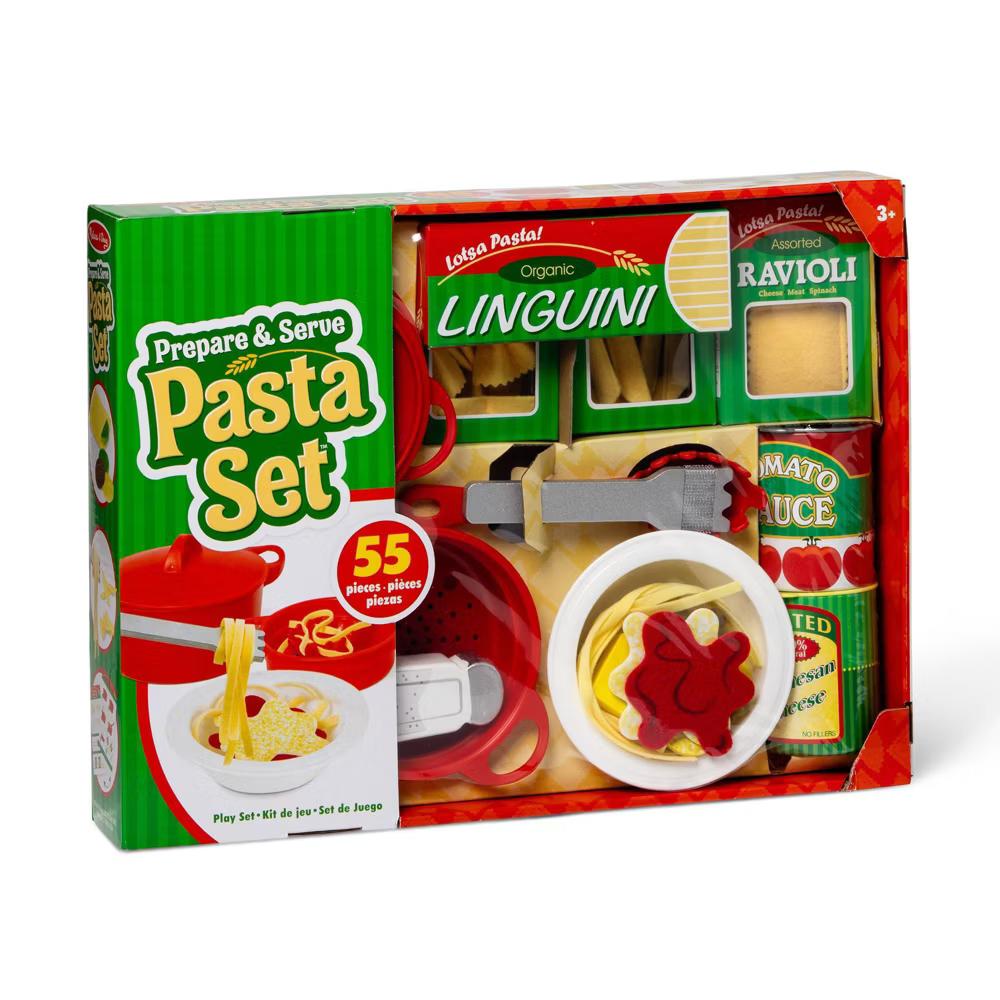 Prepare & Serve Pasta Play Food Set: Creative Pretend Kitchen Accessories, 55 Pieces