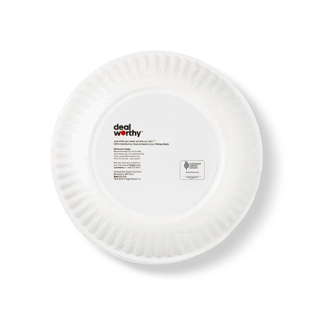 Coated Disposable Paper Plates 9" - 120ct - Microwave-Safe, BPA-Free, Stackable, Round