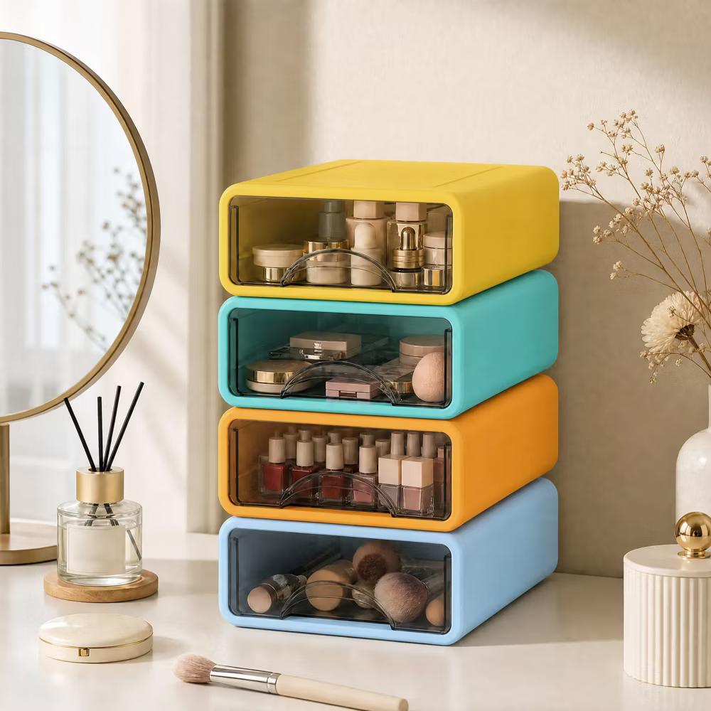 Stackable Storage Drawer with Dividers, Transparent PP Material Desktop Organizer, Durable Thickened Storage Container - Image 43