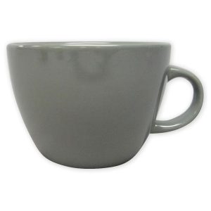 16oz Stoneware Coupe Coffee Mug Gray - Modern Microwave & Dishwasher-Safe Drinkware, Cadmium-Free