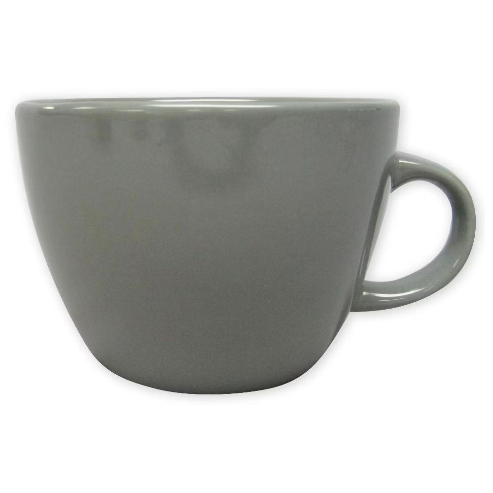16oz Stoneware Coupe Coffee Mug Gray - Modern Microwave & Dishwasher-Safe Drinkware, Cadmium-Free