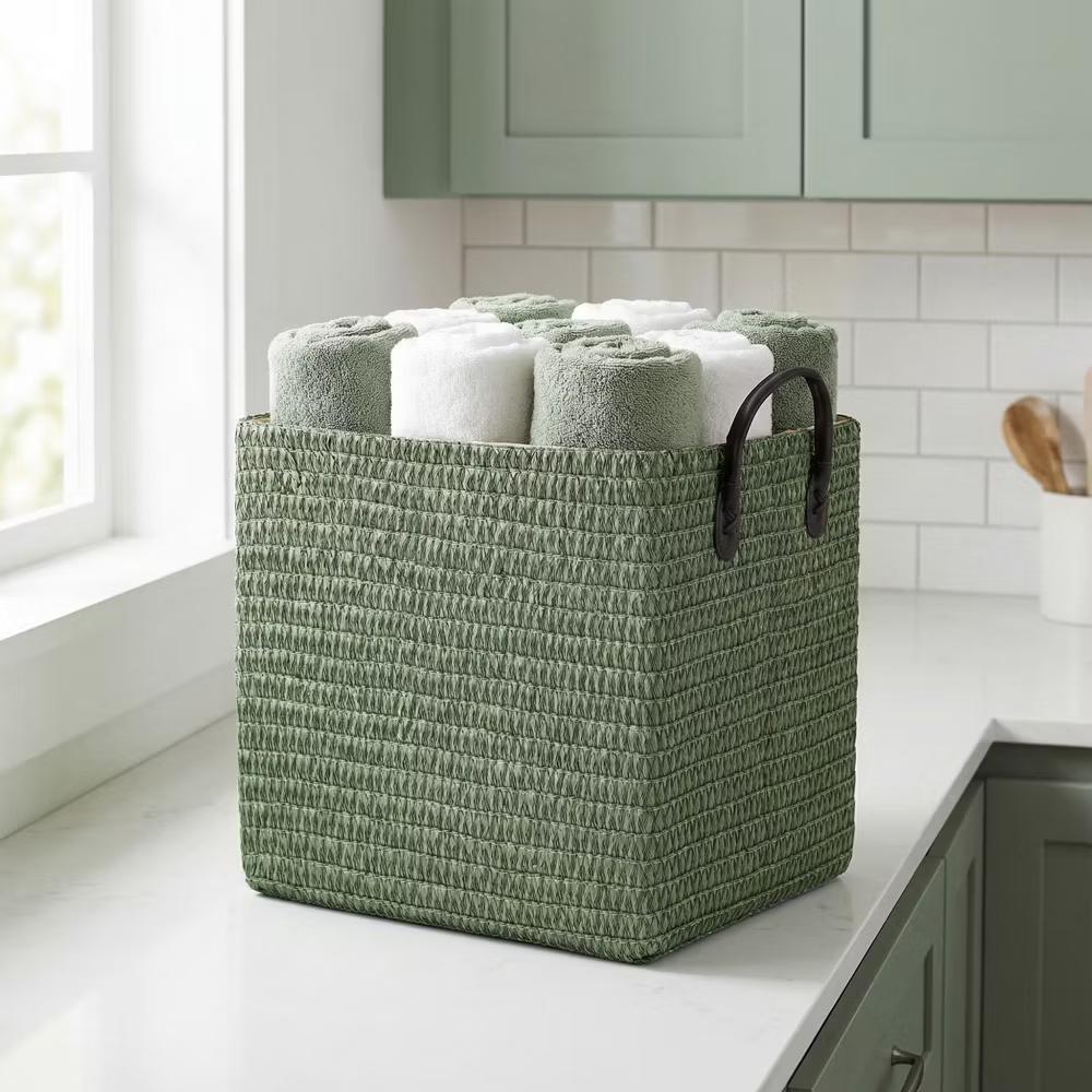 Woven Storage Basket for Clothes Shoes Organizer Bin with Handles - Image 14