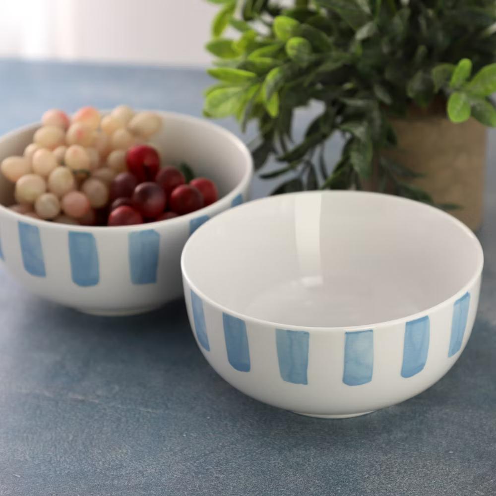 Picnic 2 Piece Fine Ceramic Cereal Bowl Set in Green - Image 4