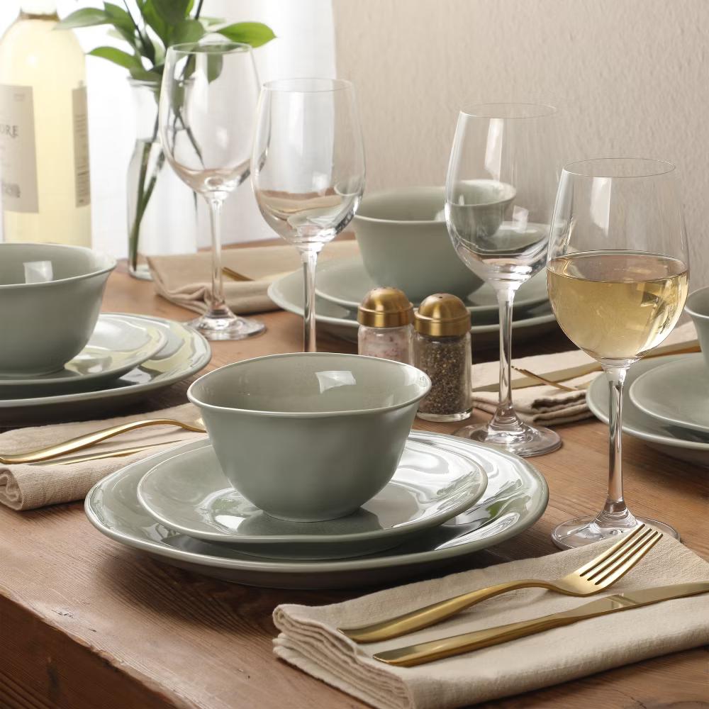 Port Barton Plates and Bowls Sets, 12-Piece Stoneware Dinnerware Sets, Reactive Glaze Dish Set, Service for 4 - Image 8
